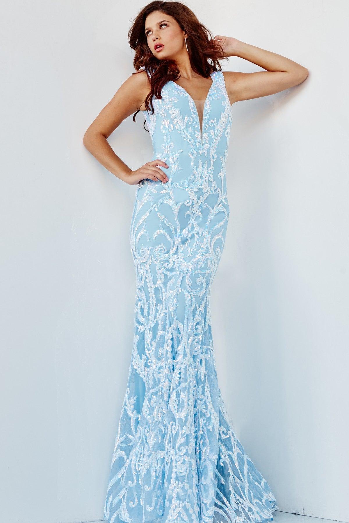 Jovani 63349 Prom Long Off Shoulder Metallic Dress