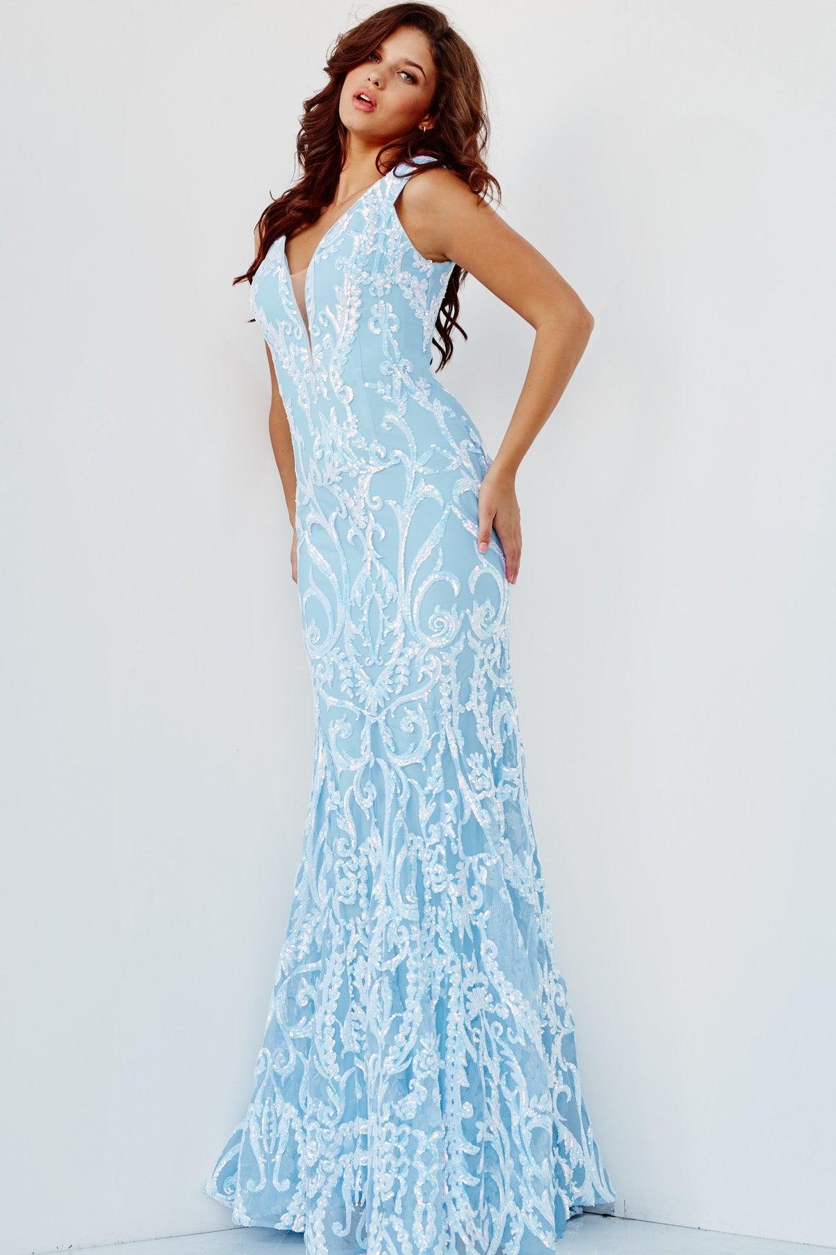 Jovani 63349 Prom Long Off Shoulder Metallic Dress