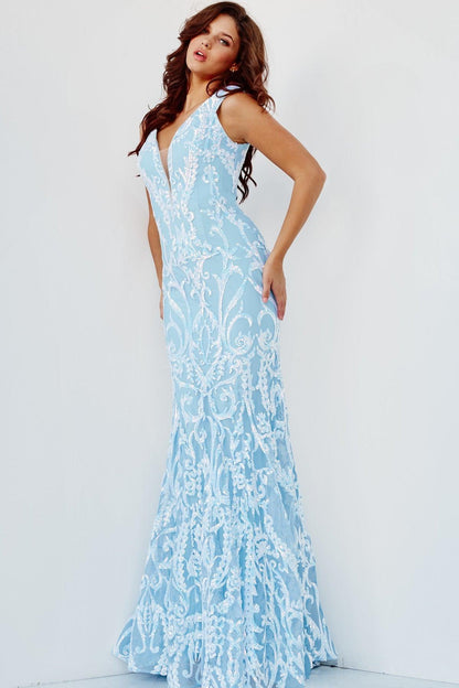 Jovani 63349 Prom Long Off Shoulder Metallic Dress