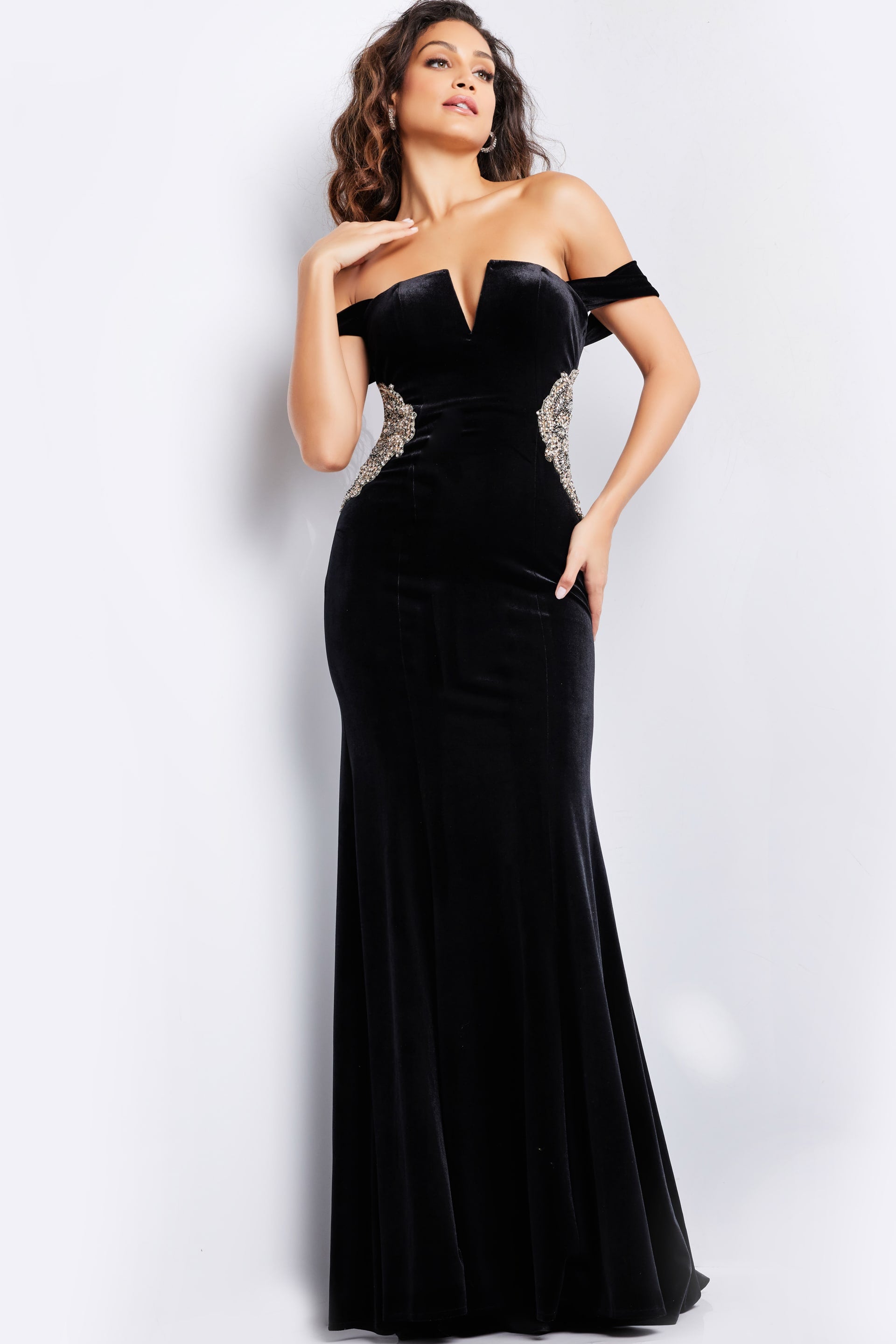 Jovani 36733 Midriff Detail Fitted Long Formal Prom Dress