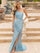 Prom Dresses Long Sequin Beaded Fishscale Pattern Prom Formal Dress Bright Blue