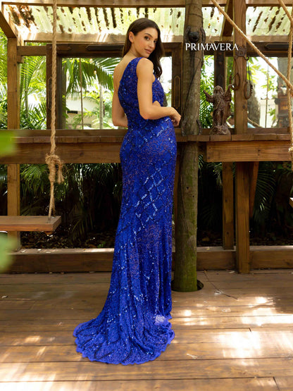 Prom Dresses Long Fitted Prom Sequin Fishscale Pattern Formal Dress Royal Blue