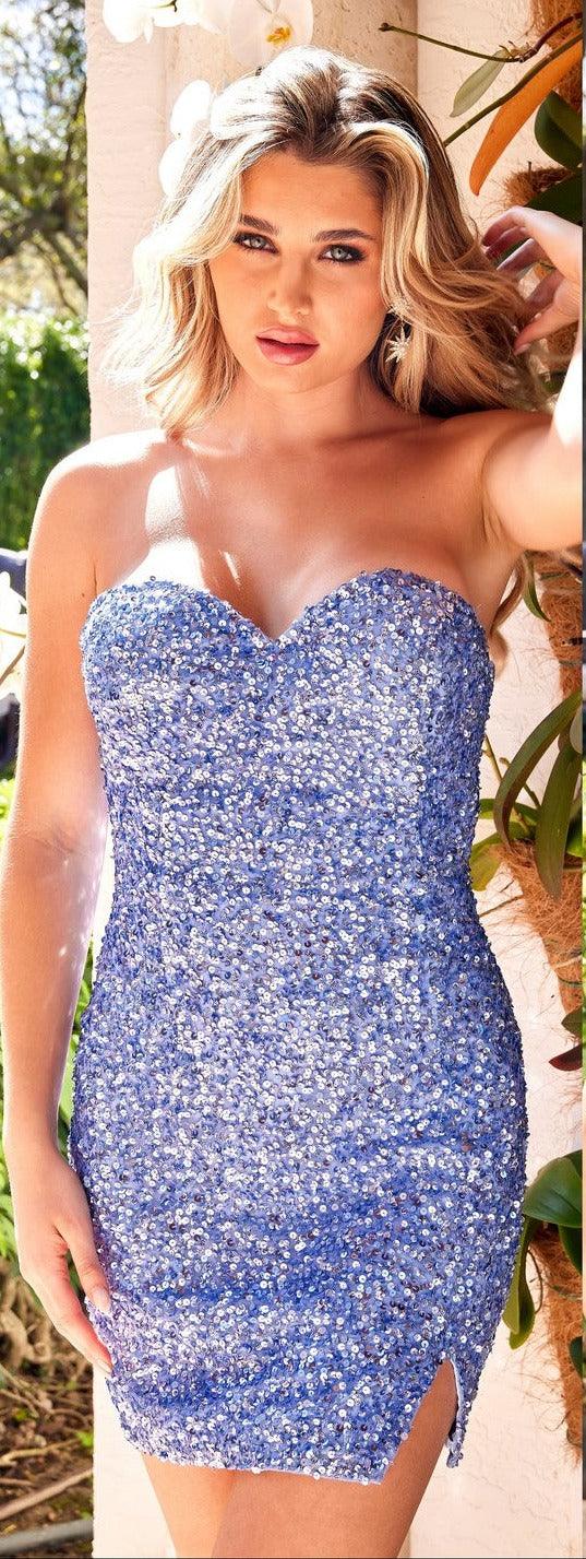 Cocktail Dresses Strapless Fitted Homecoming Dress BRIGHT BLUE