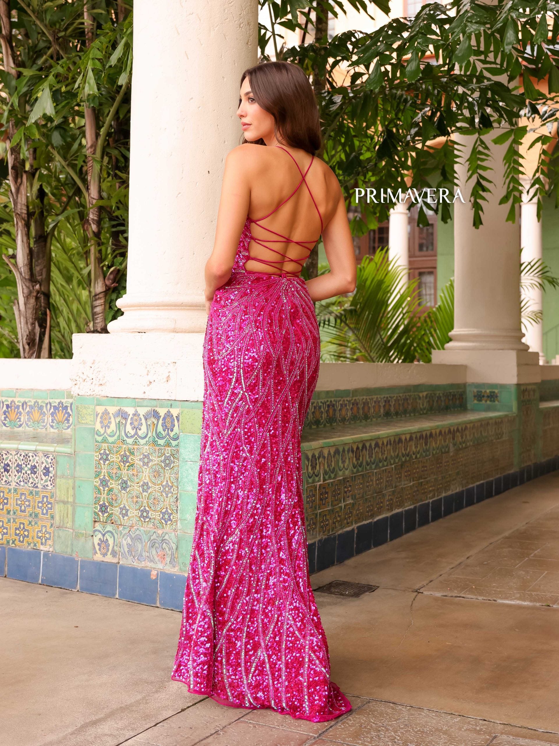 Primavera Couture 3959 Long Sequin Prom Fitted Formal Dress