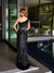 Prom Dresses Long Sequin Prom Feather Formal Dress Black
