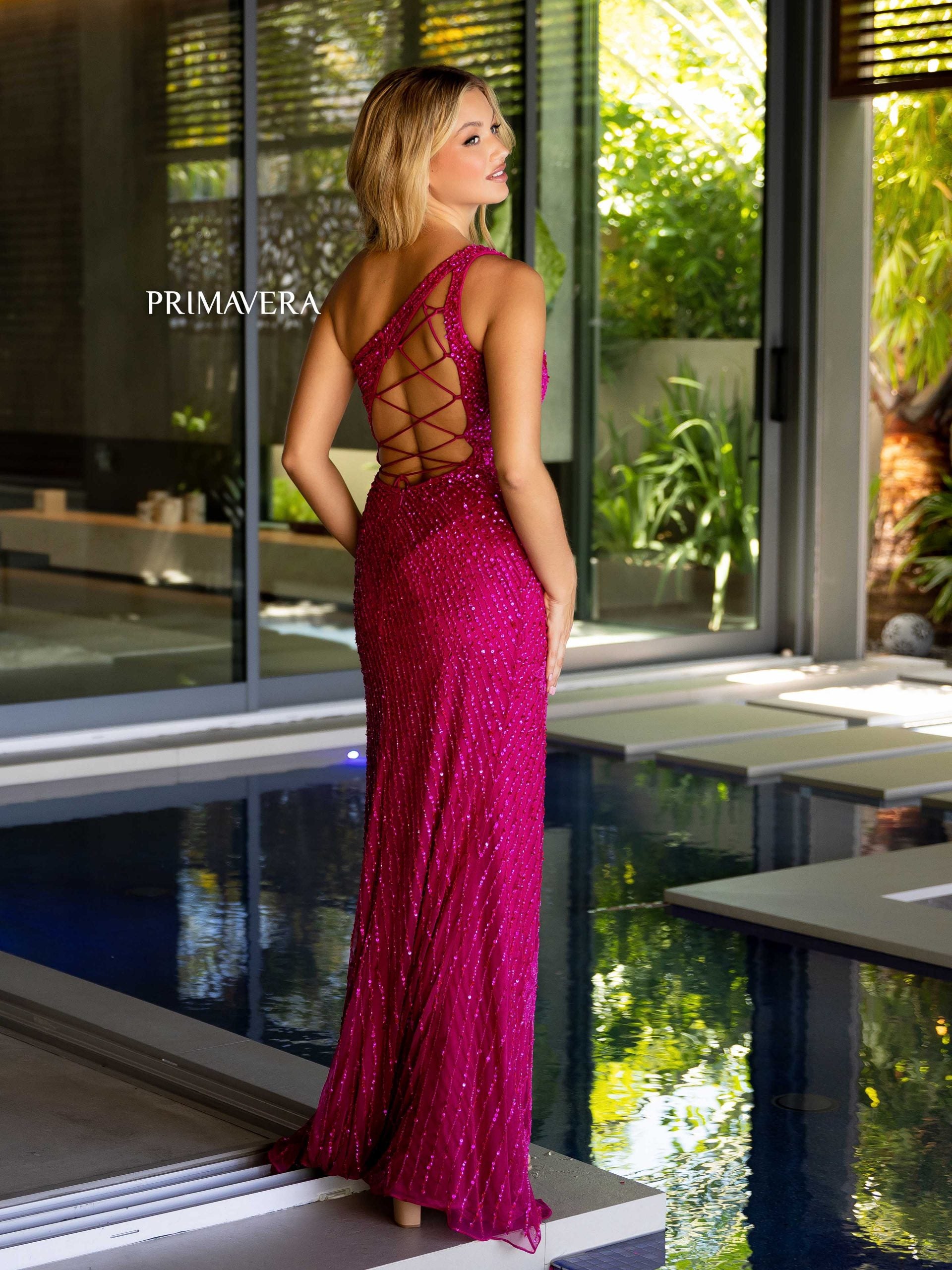 Prom Dresses Long Fitted Formal Beaded Prom Dress Fuchsia