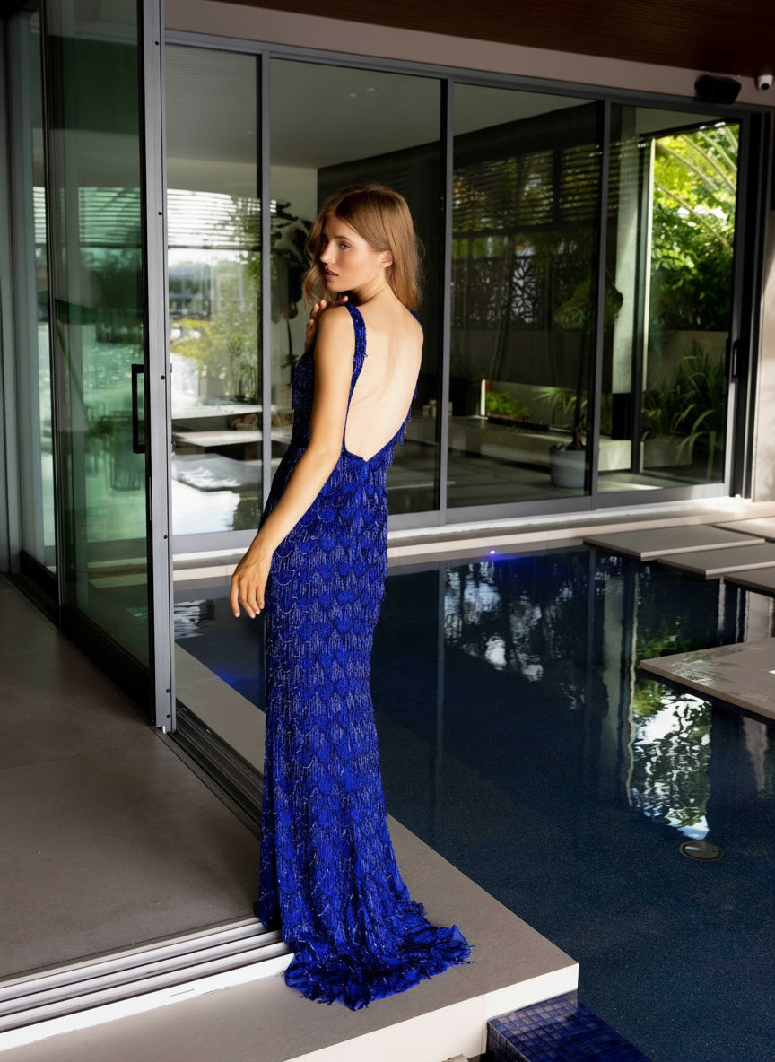 Prom Dresses Long Fringe Formal Prom Dress Royal Blue