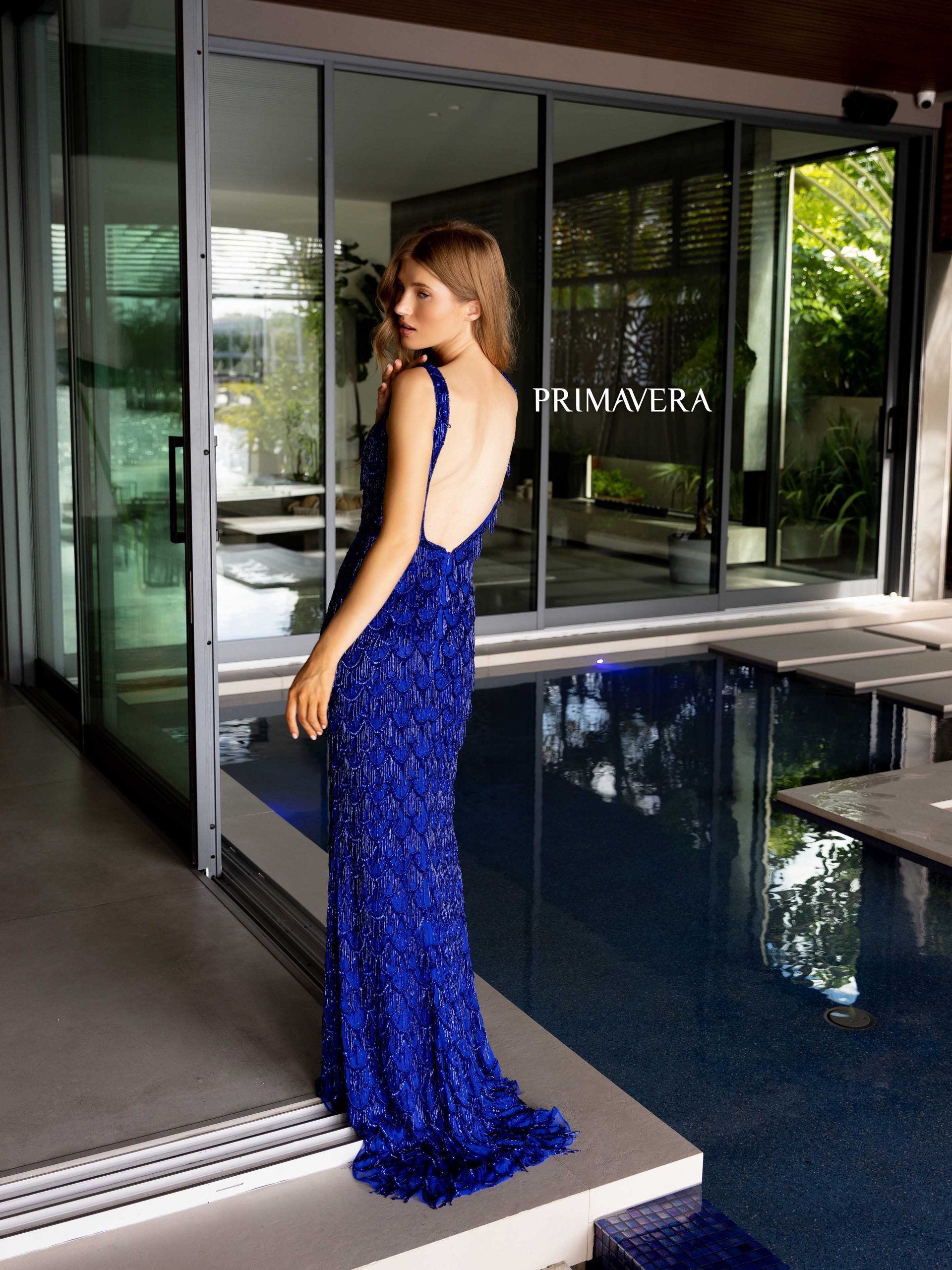 Primavera Couture 4129 Long Fringe Formal Prom Dress