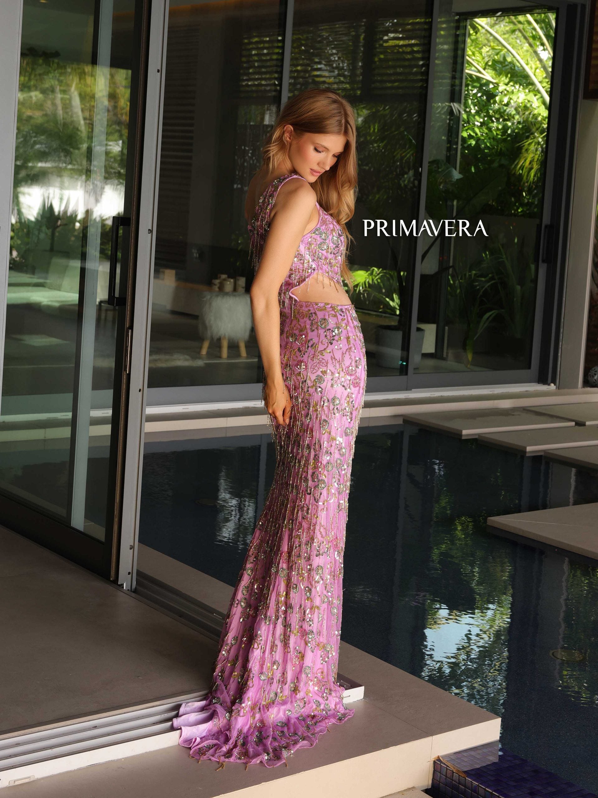 Primavera Couture 4131 Prom Floral Beaded Formal Long Dress