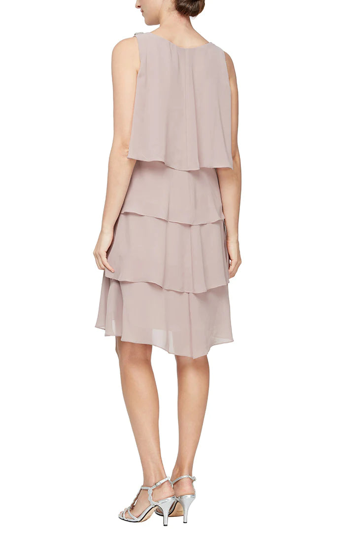 SL Fashions 414044 Tiered Short Cocktail Dress