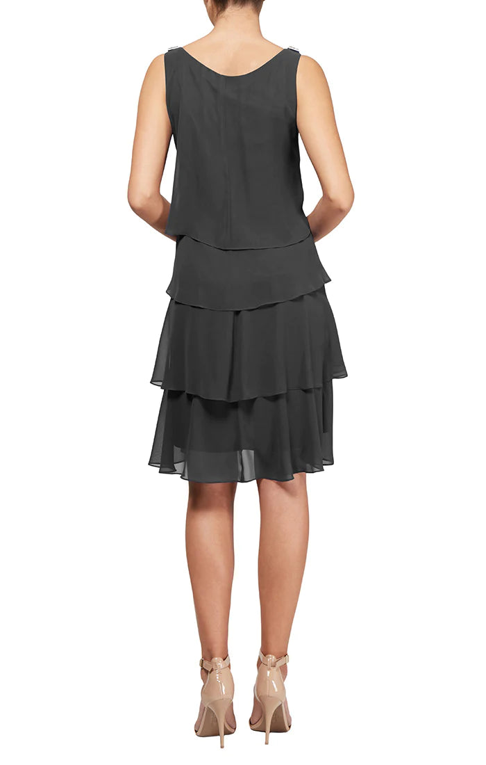 SL Fashions 414044 Tiered Short Cocktail Dress