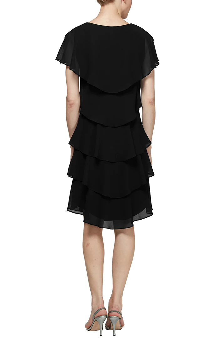 SL Fashions 417525 Short Tiered Cocktail Dress