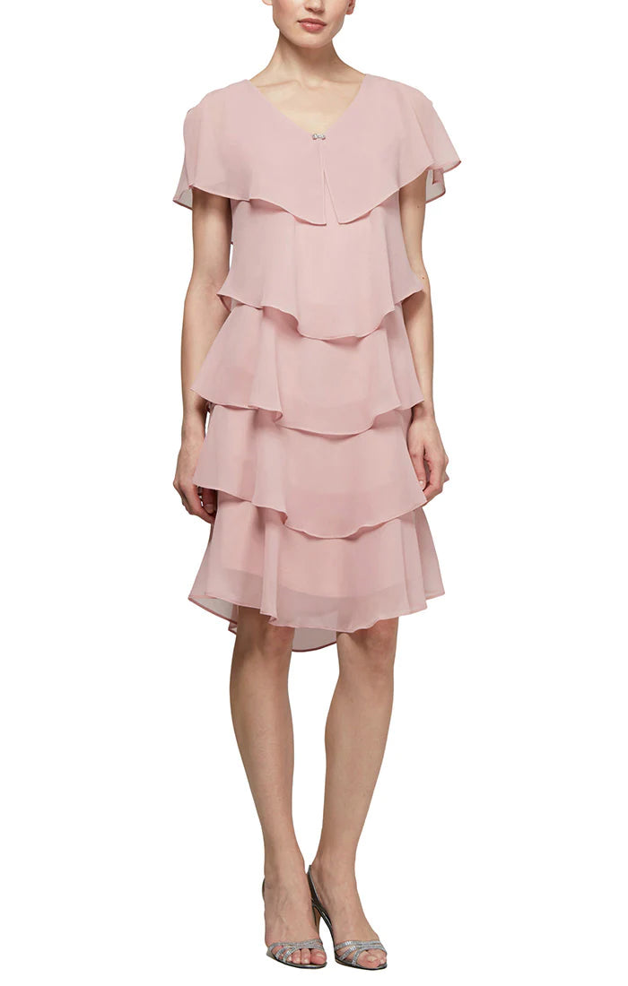 SL Fashions 417525 Short Tiered Cocktail Dress