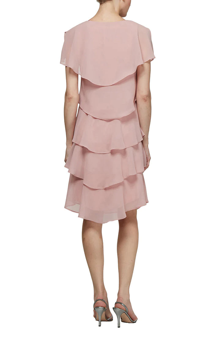 SL Fashions 417525 Short Tiered Cocktail Dress