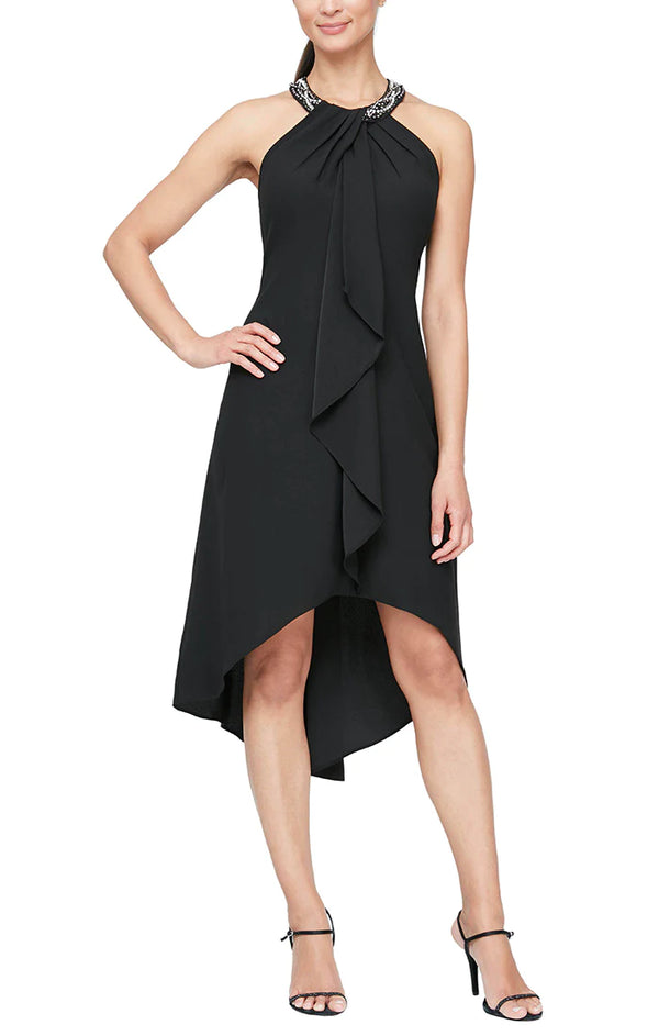 SL Fashions 419005 High Low Beaded Cocktail Dress