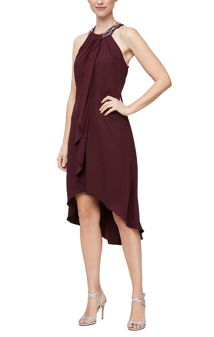 SL Fashions 419005 High Low Beaded Cocktail Dress