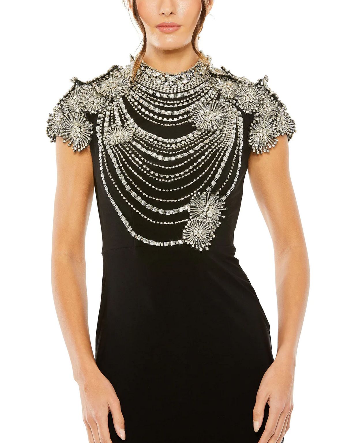Black Mac Duggal 42055 Fitted Long Formal Beaded Dress for $898.0 – The