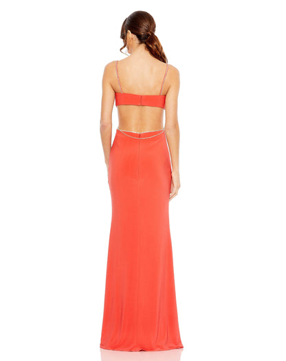 Prom Dresses Long spaghetti Strap Prom Gown Coral