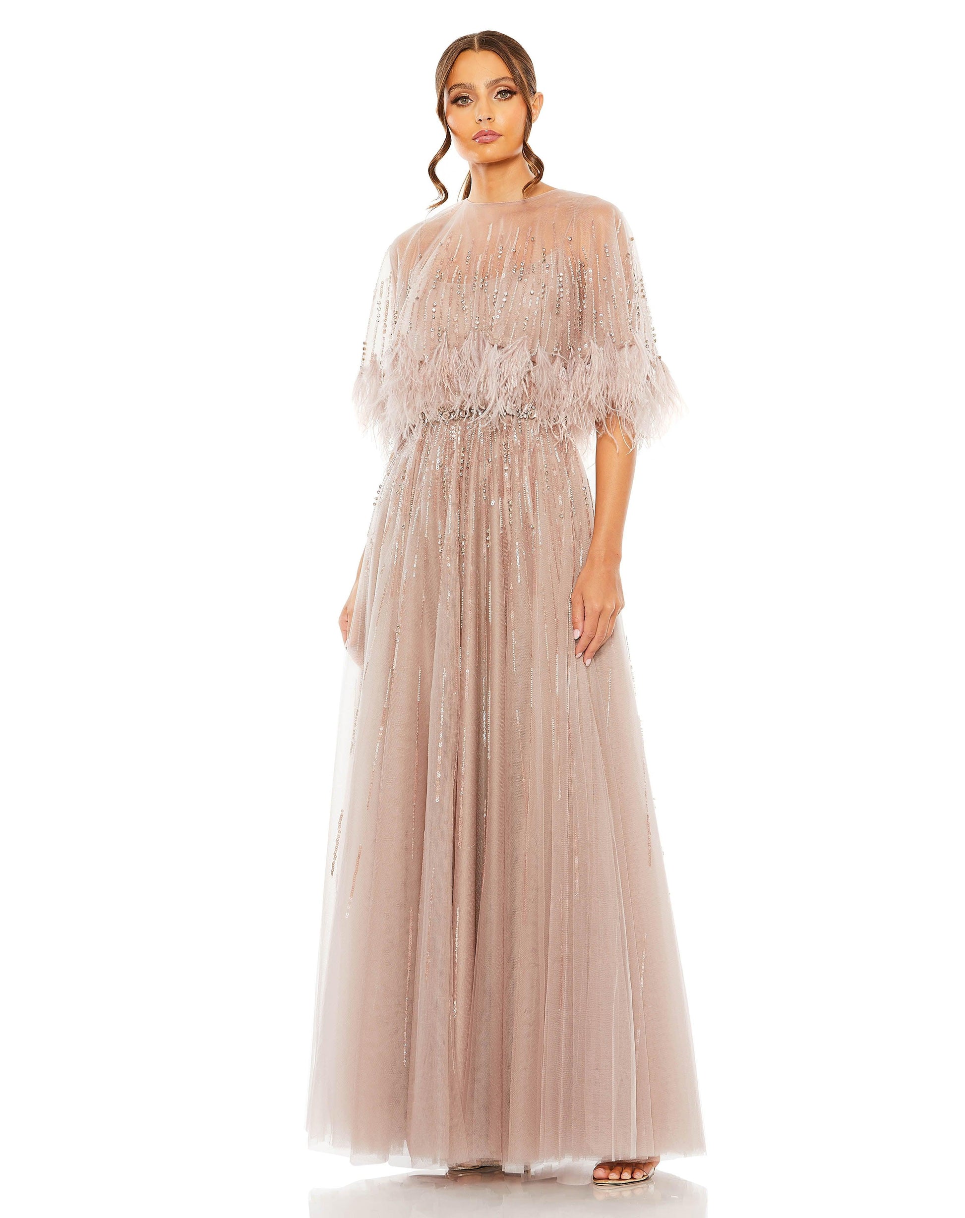 Mac Duggal 42098 Long Mother of the Bride Cape Dress