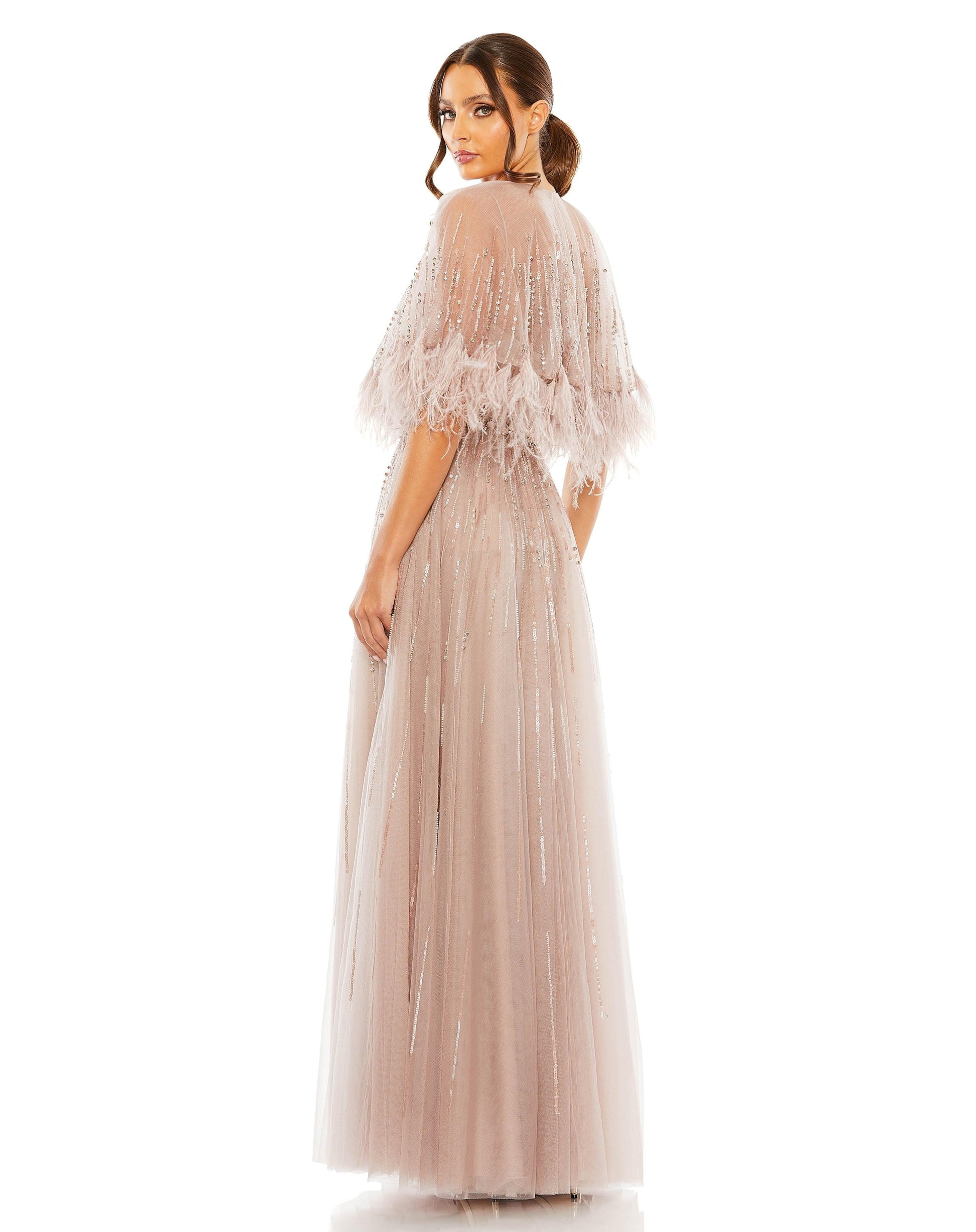 Mac Duggal 42098 Long Mother of the Bride Cape Dress