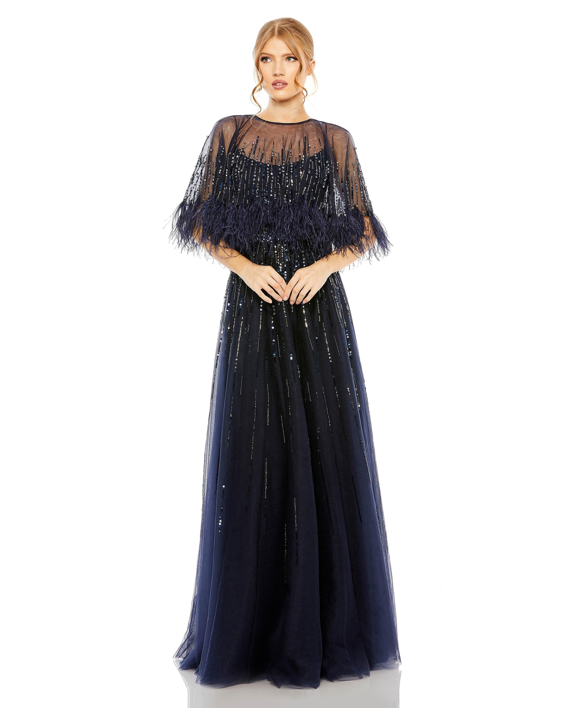 Mac Duggal 42098 Long Mother of the Bride Cape Dress