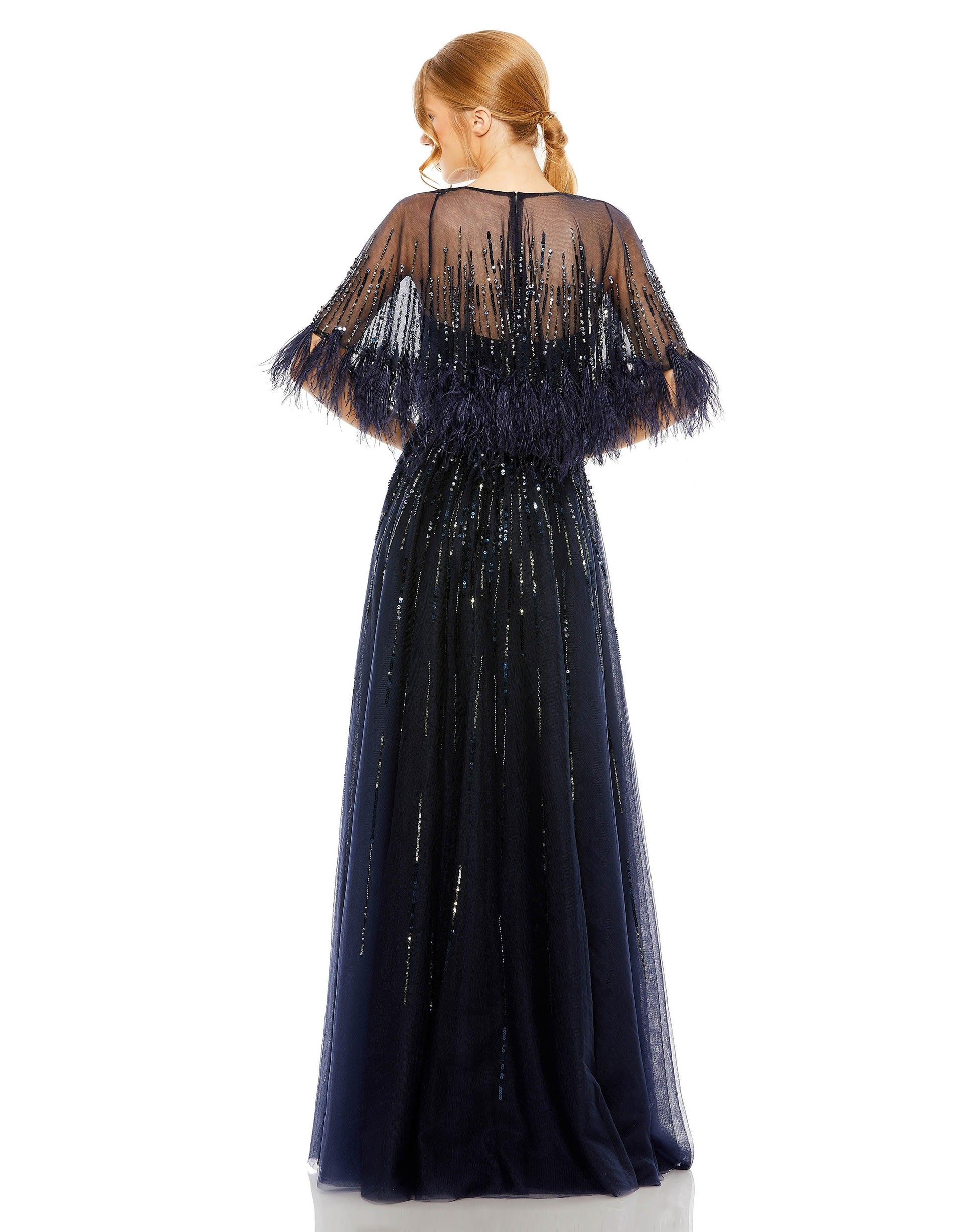 Mac Duggal 42098 Long Mother of the Bride Cape Dress