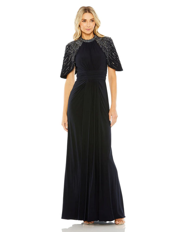 Long Formal Fitted Cape Sleeve Dress Fitted & Cape Sleeves Mac Duggal 42100