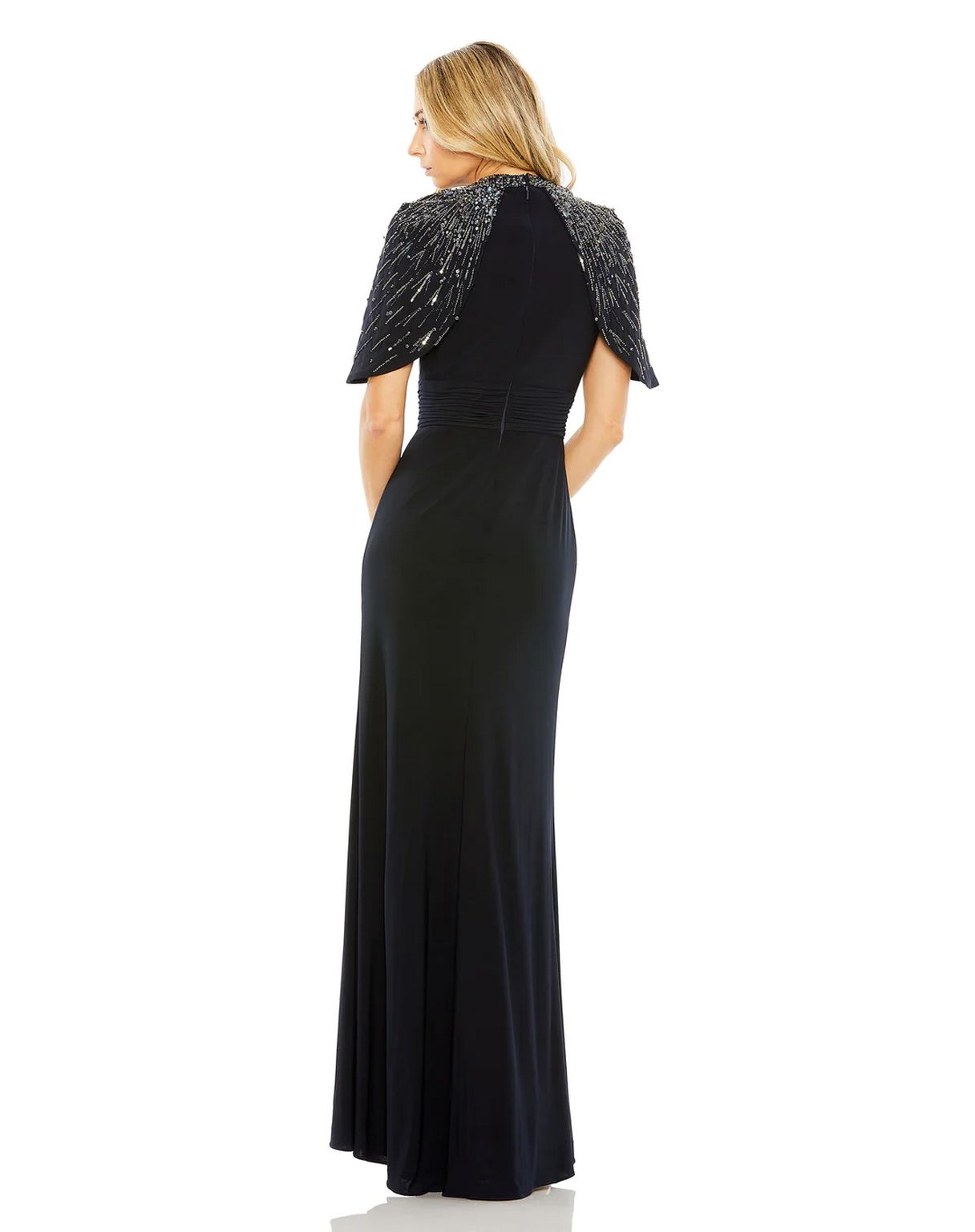 Mac Duggal 42100 Long Formal Fitted Cape Sleeve Dress