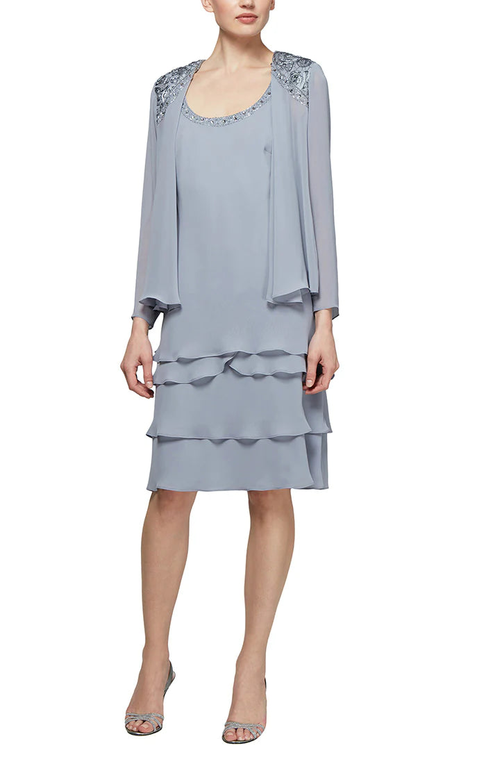 SL Fashions 422372 Tiered Jacket Short Dress
