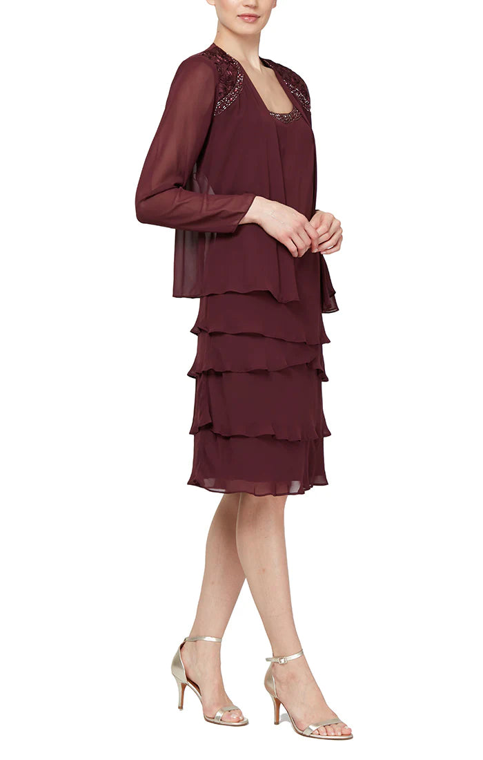 SL Fashions 422372 Tiered Jacket Short Dress