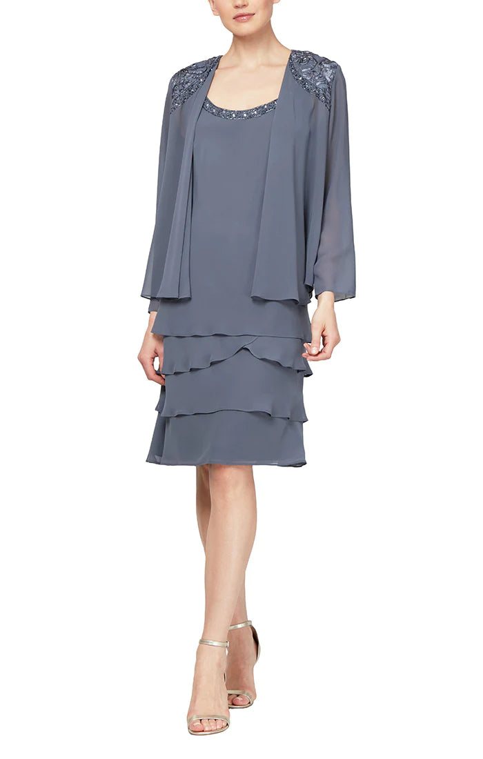 SL Fashions 422372 Tiered Jacket Short Dress