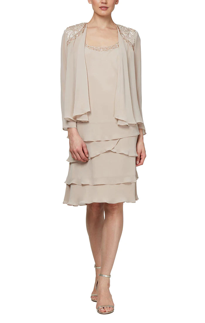 SL Fashions 422372 Tiered Jacket Short Dress
