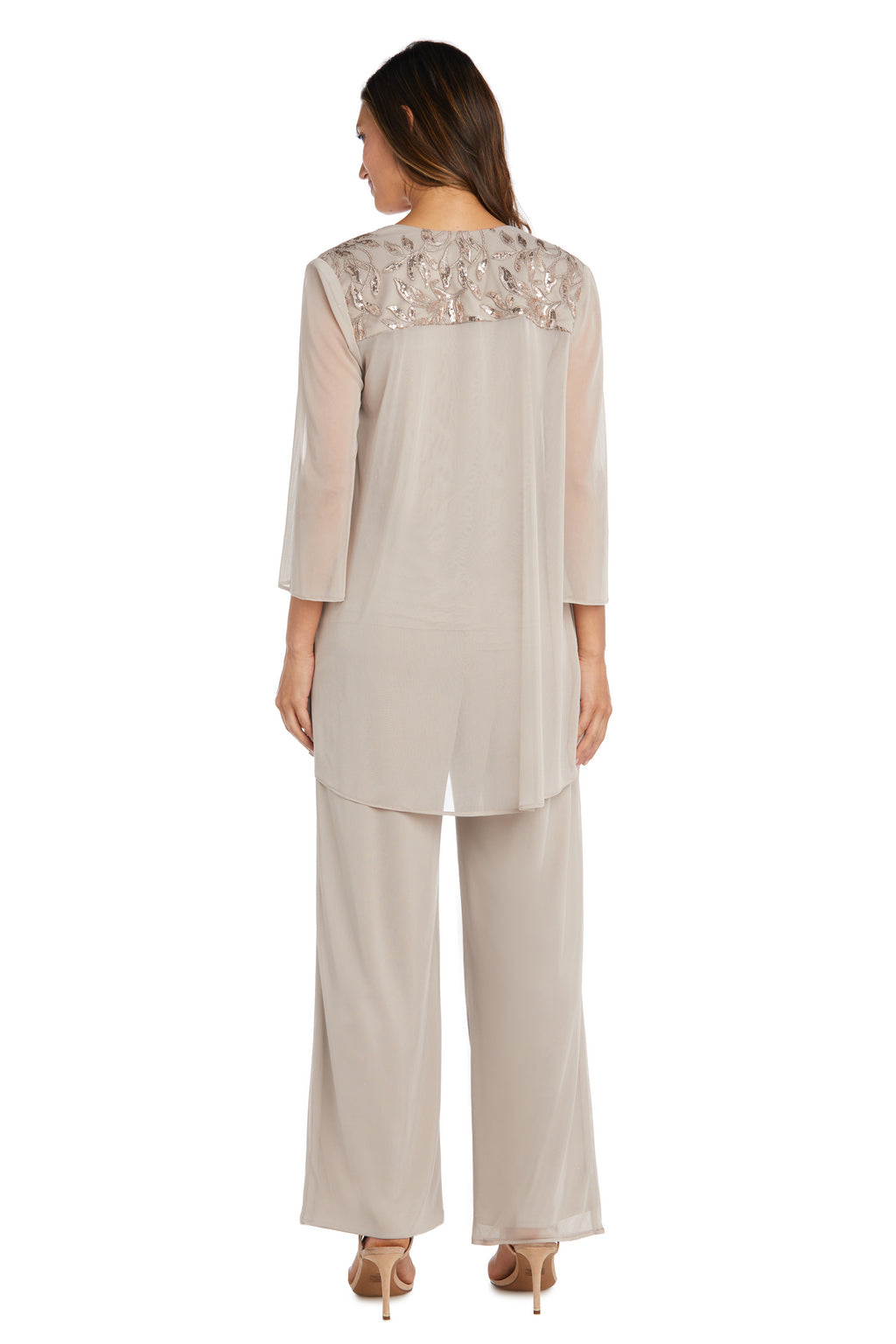 Pant Suit Three Piece Sequin Pant Suit Jacket Set Champagne