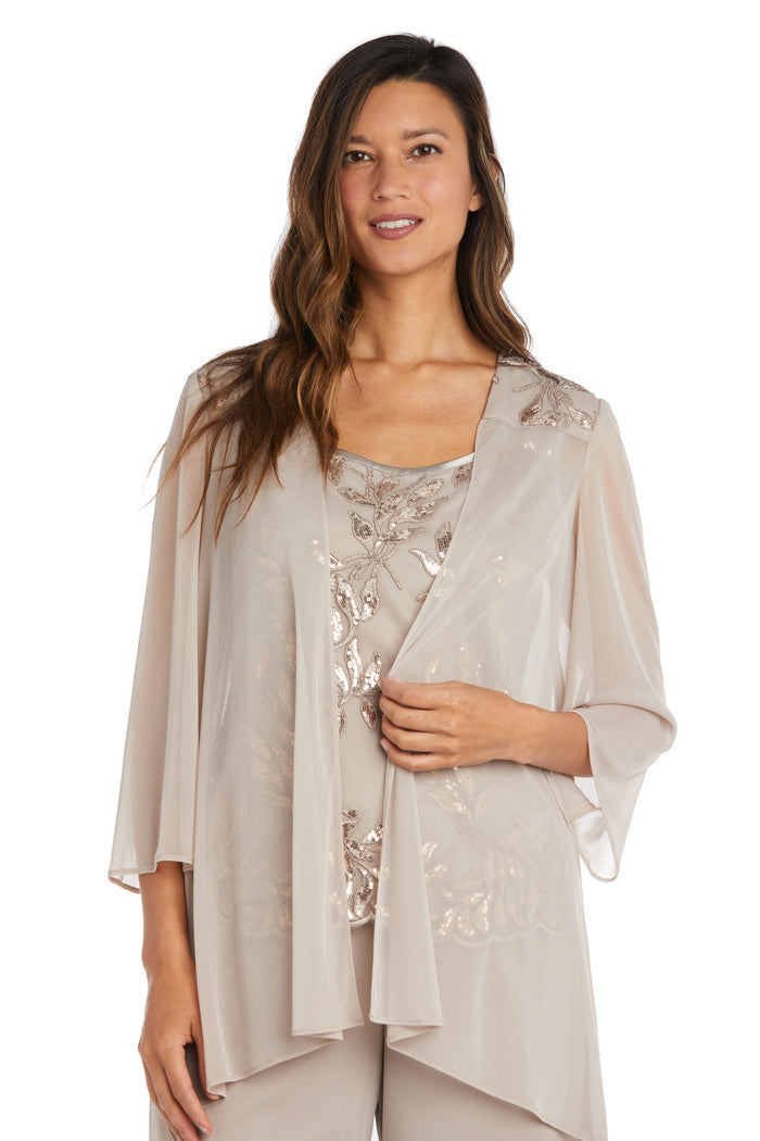 Pant Suit Three Piece Sequin Pant Suit Jacket Set Champagne