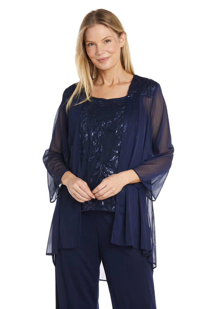 R&M Richards 42734 Three Piece Sequin Pant Suit Jacket Set
