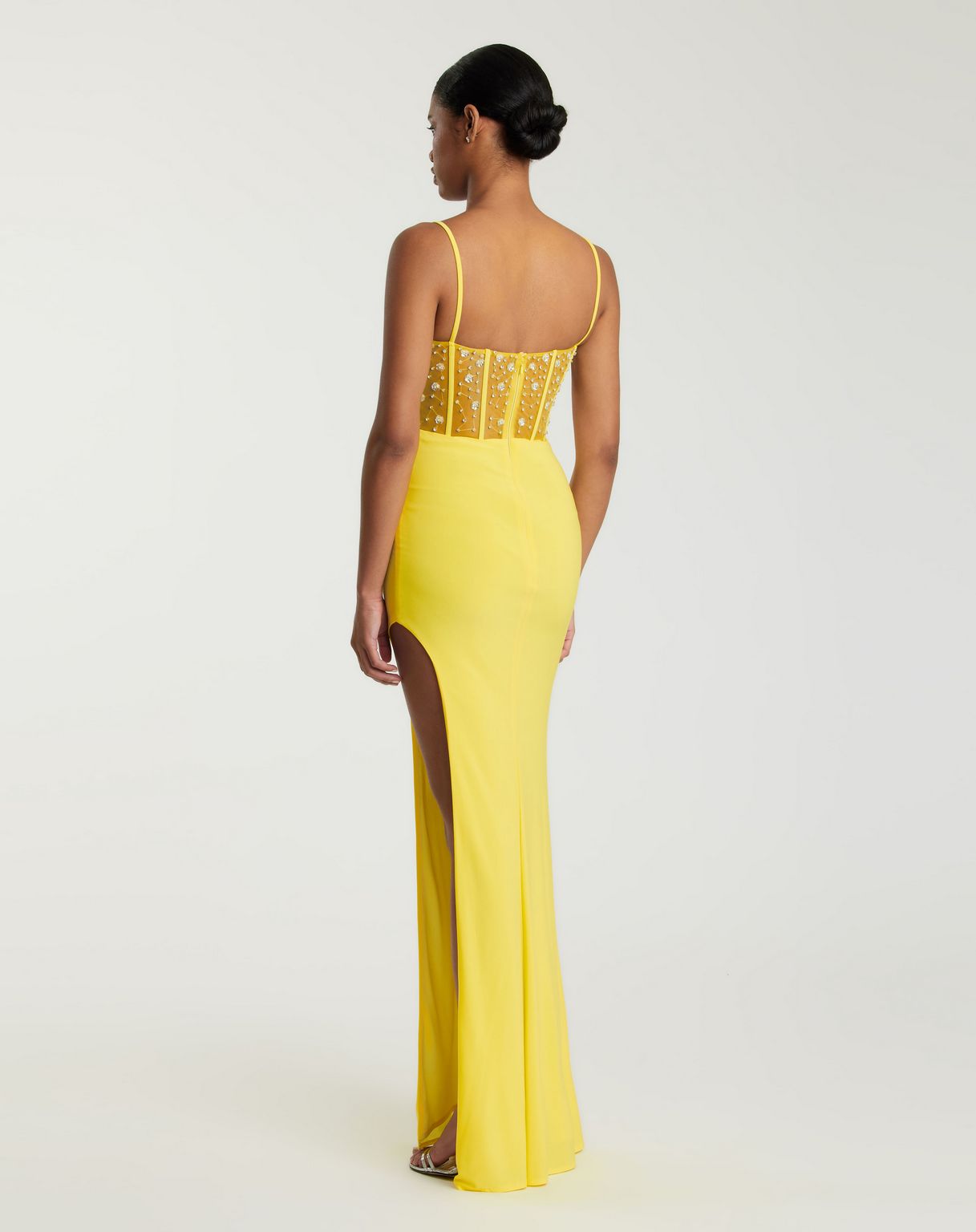 Mac Duggal 44029 Beaded Long Fitted Slit Prom Dress