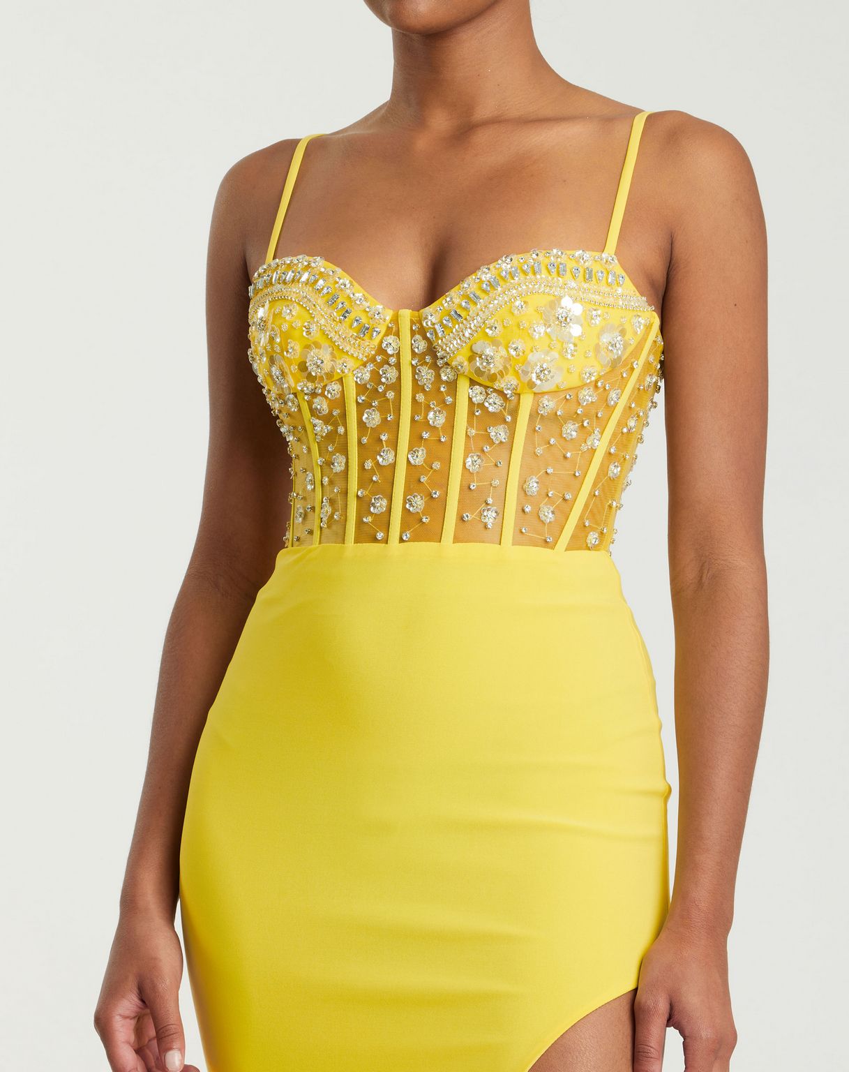 Mac Duggal 44029 Beaded Long Fitted Slit Prom Dress