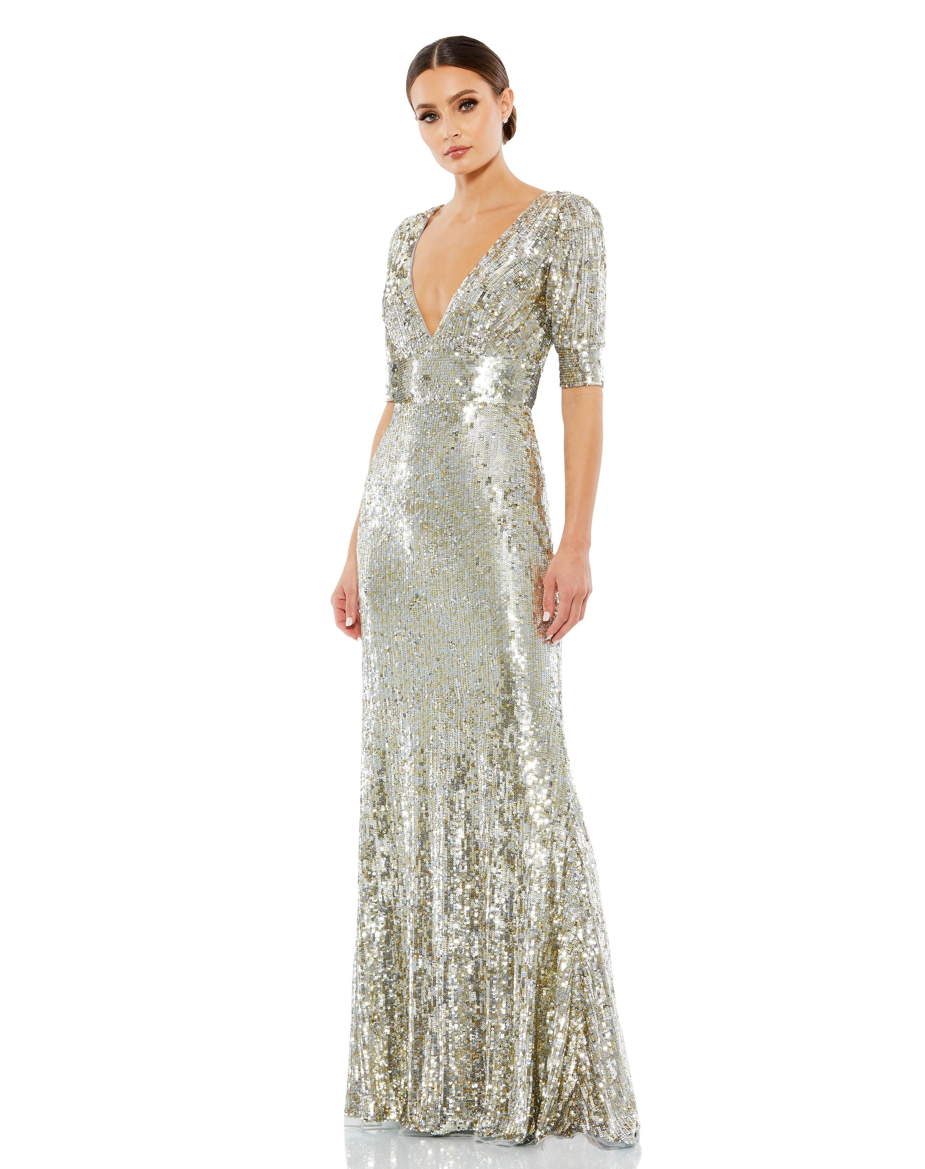 Formal Dresses Long Formal Short Sleeve Evening Gown Platinum 