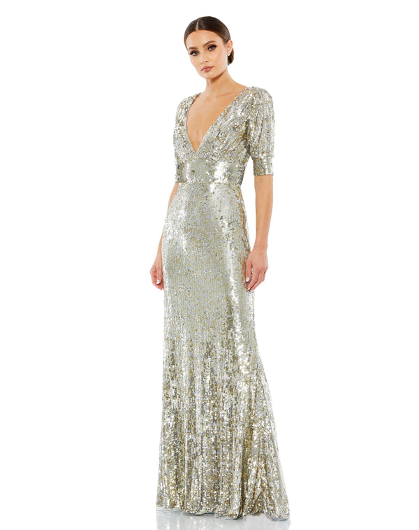 Long Formal Short Sleeve Evening Gown Short Sleeves Mac Duggal 4707