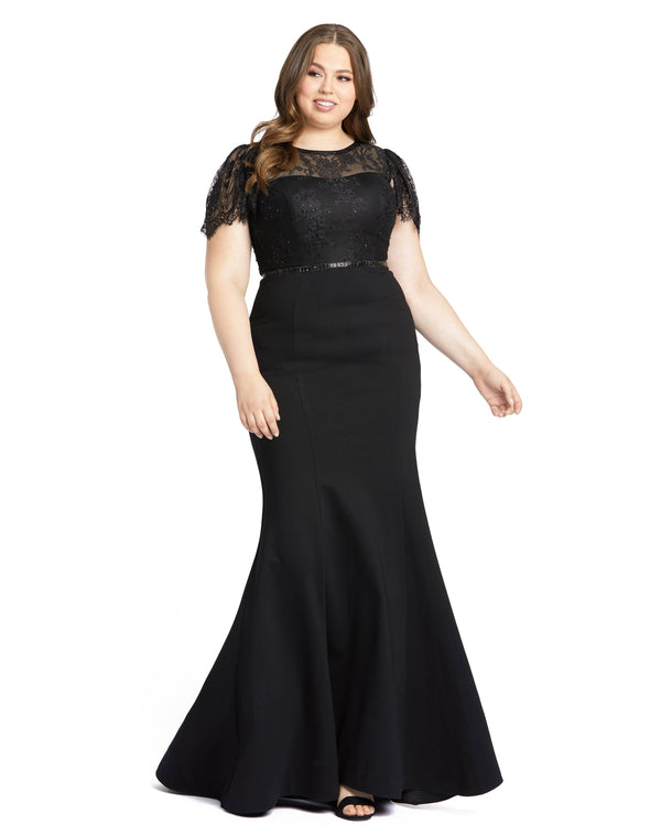 Fabulouss Long Plus Size Cap Sleeve Dress Cap Sleeves & Plus Size Mac Duggal 48984