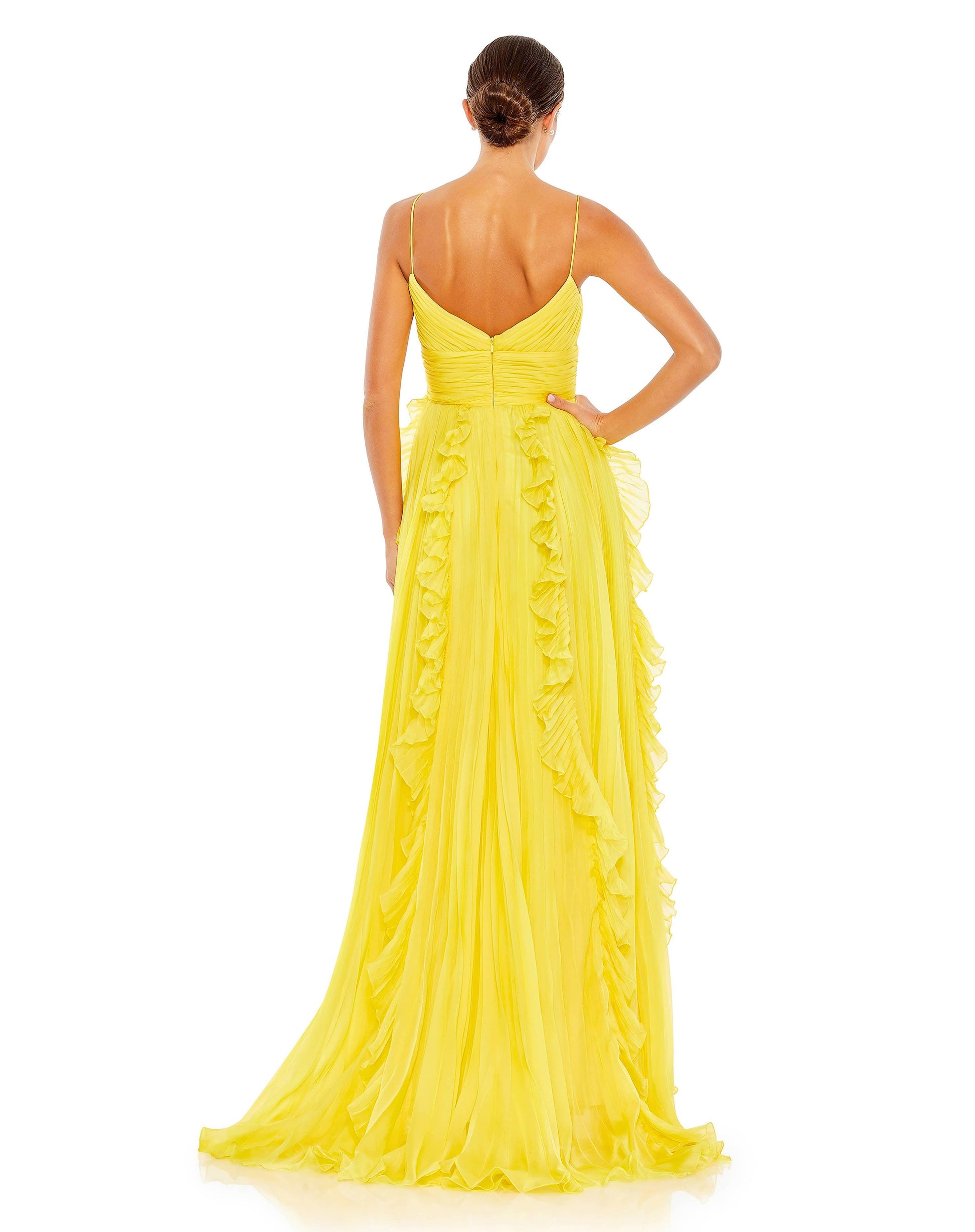 Mac Duggal 49533 A Line Long Pleated Formal Prom Dress