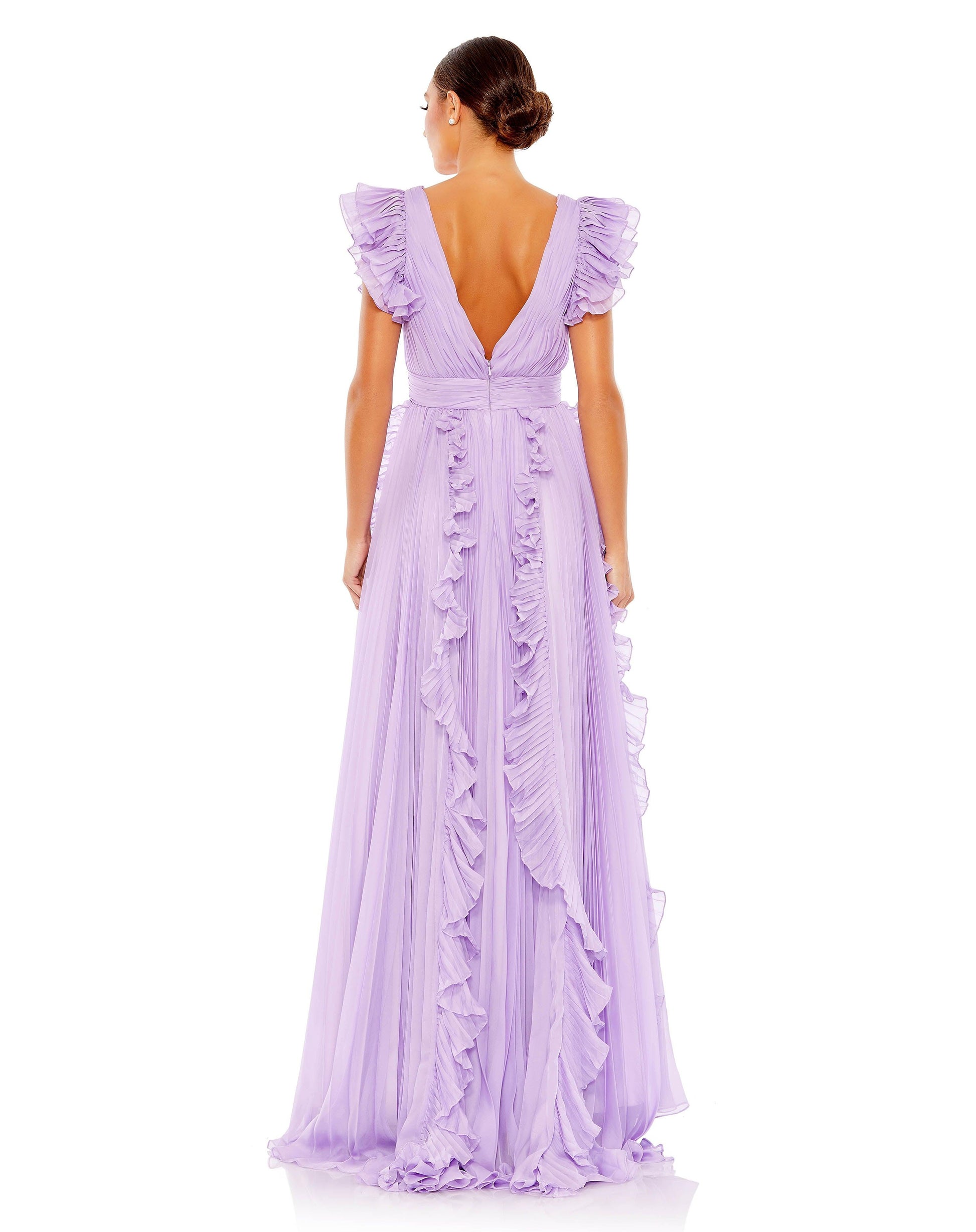 Mac Duggal 49539 Long Ruffle Cap Sleeve Formal Dress