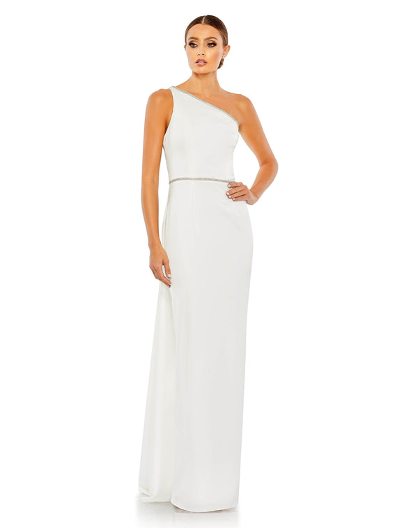 Long One Shoulder Wedding Gown One Shoulder Detail Mac Duggal 49564