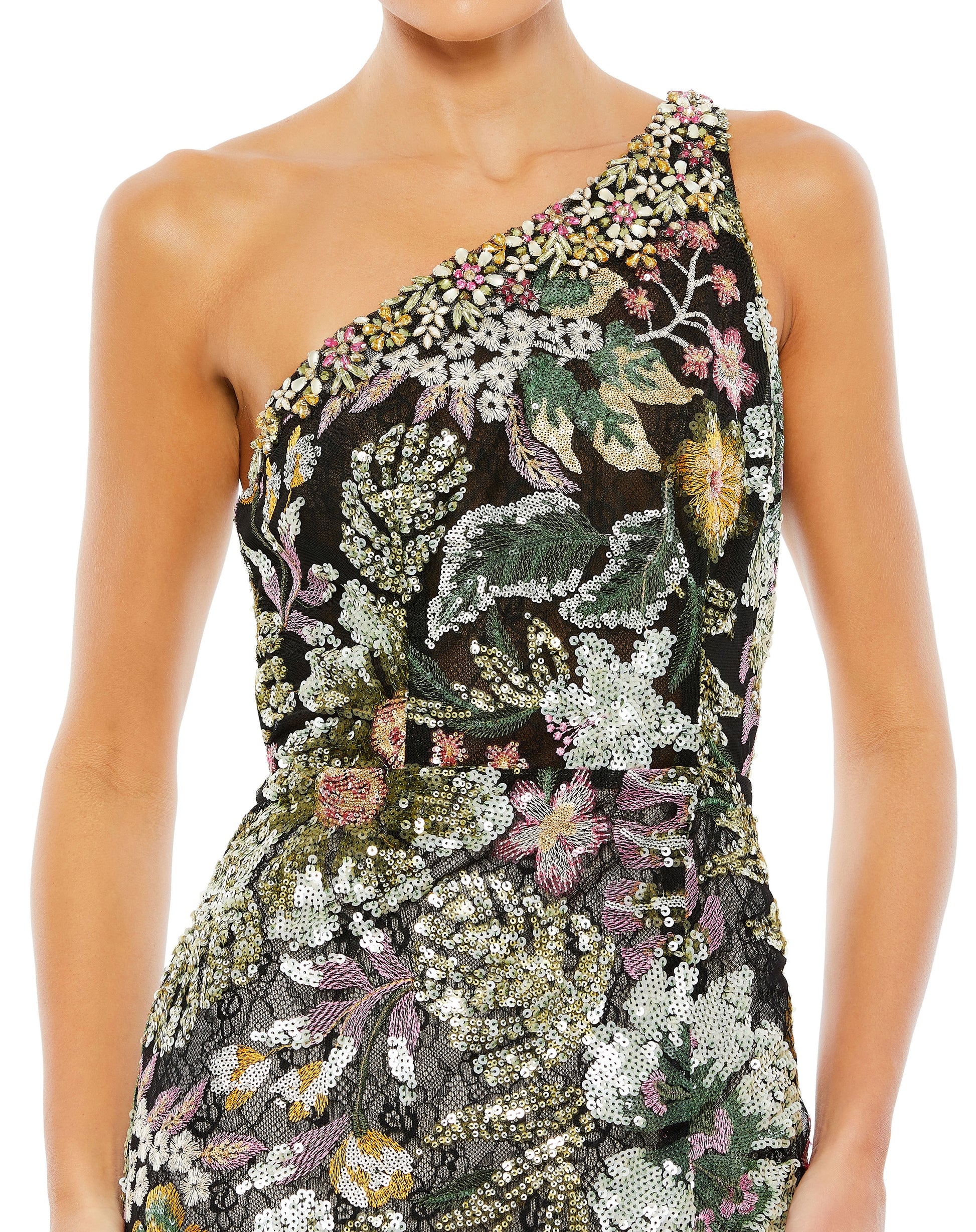 Mac Duggal 49574 Long Formal Beaded Floral Prom Dress