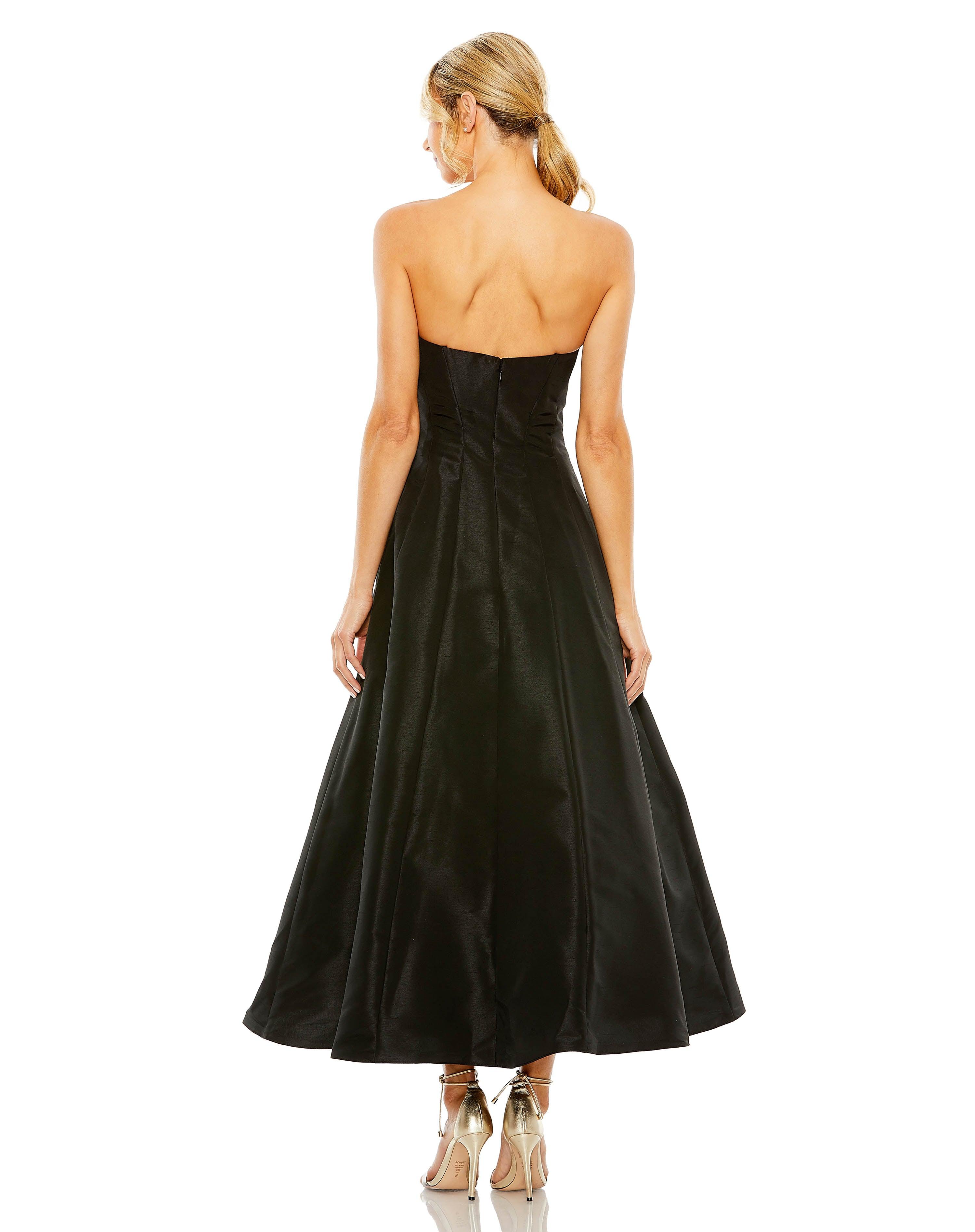 Black Mac Duggal 49605 Tea Length Strapless Dress