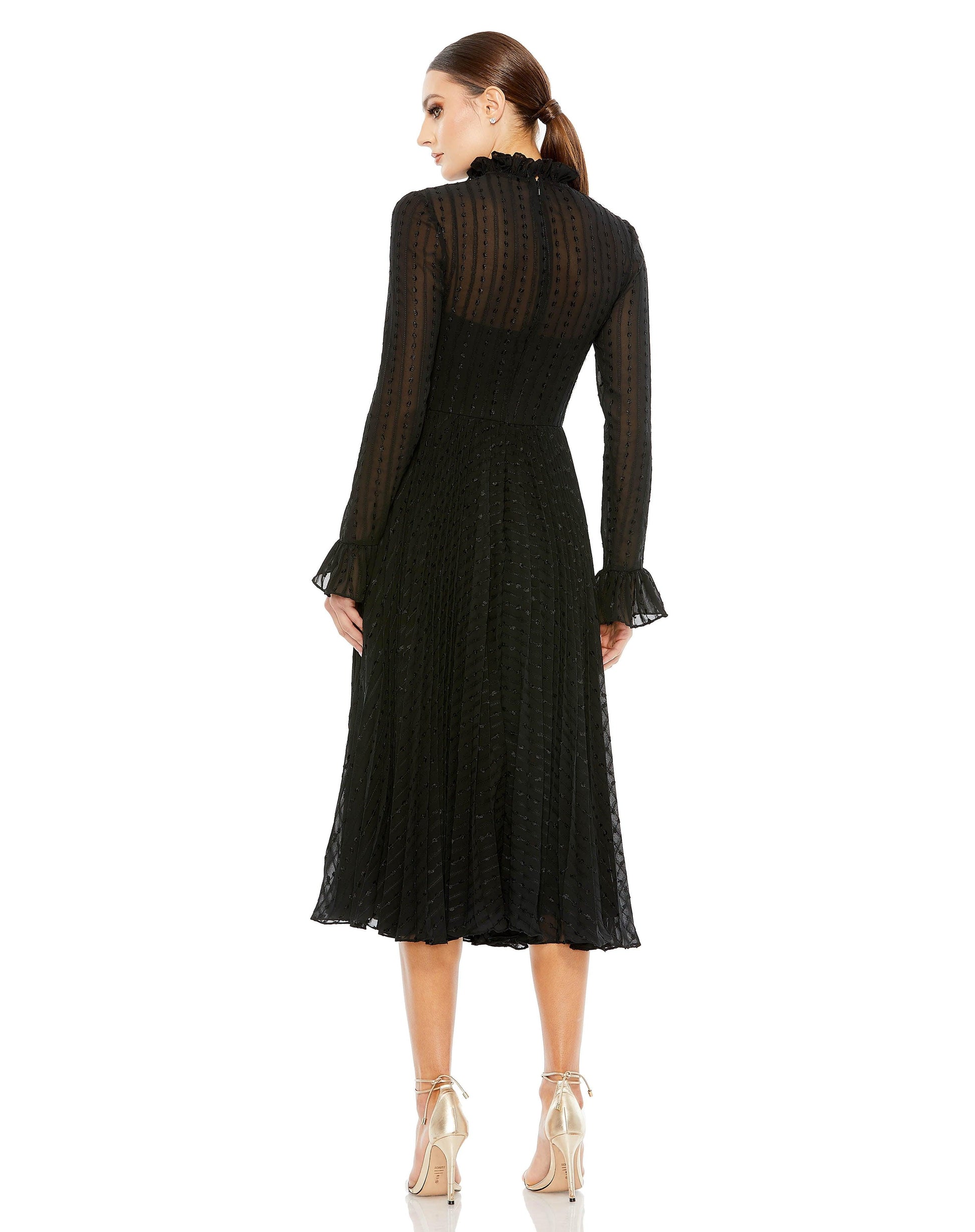 Mac Duggal 49627 Long Sleeve Tea Length Cocktail Dress