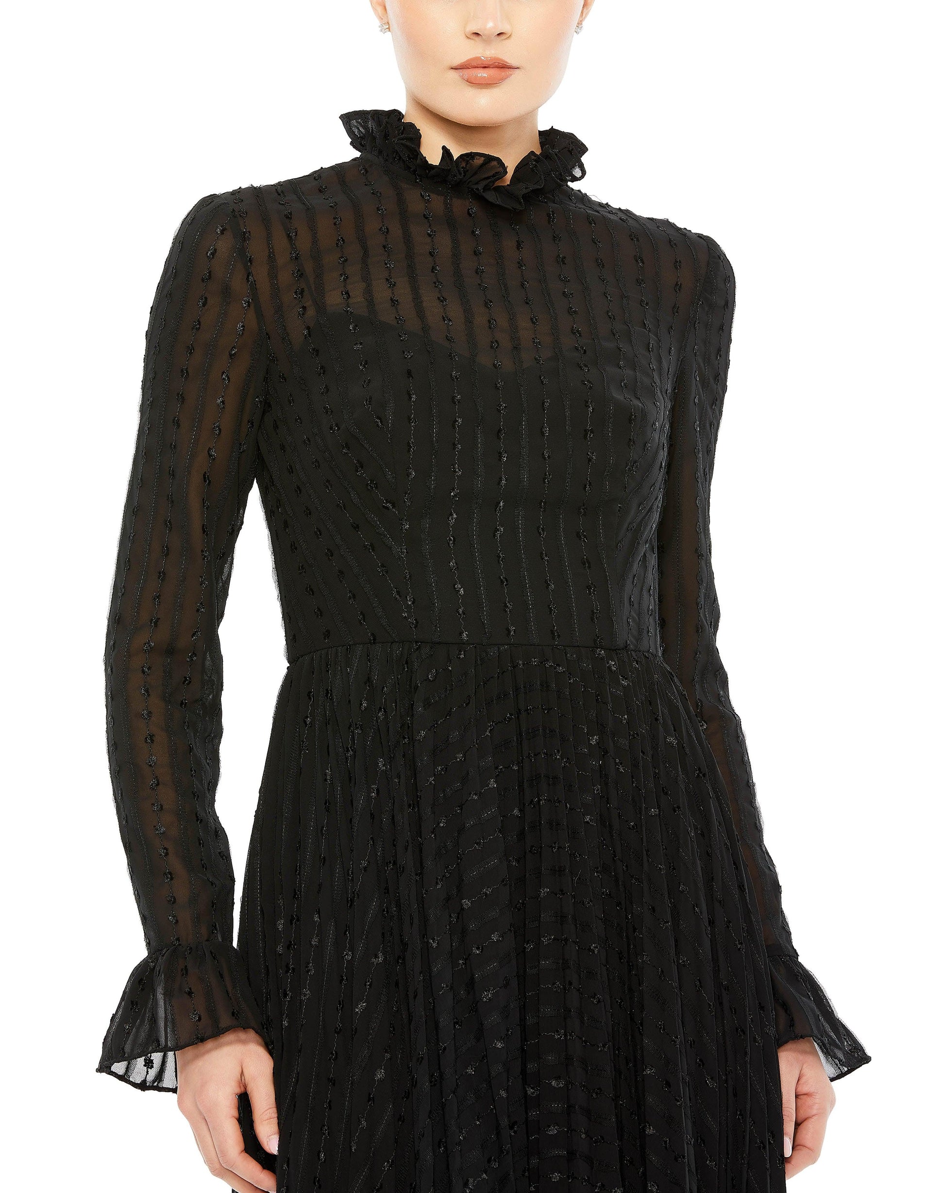 Mac Duggal 49627 Long Sleeve Tea Length Cocktail Dress