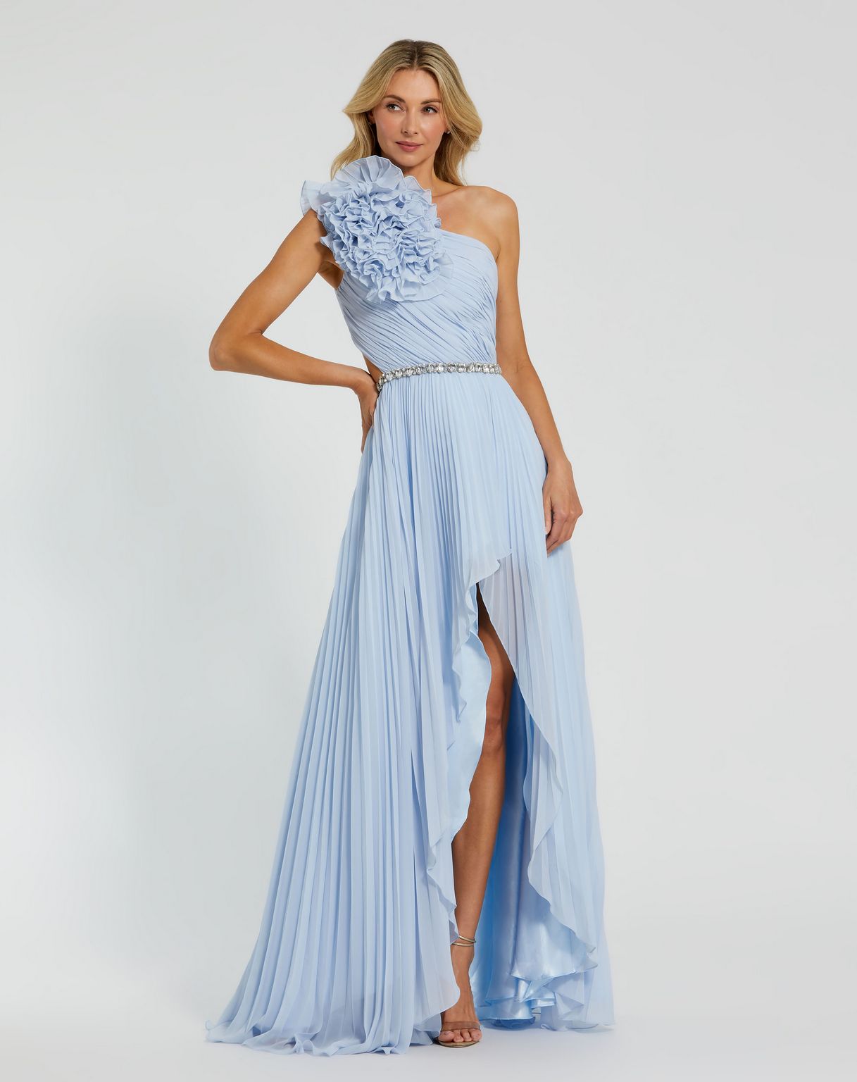 Powder Blue Mac Duggal 49687 Long Prom Slit Dress for $498.0 – The