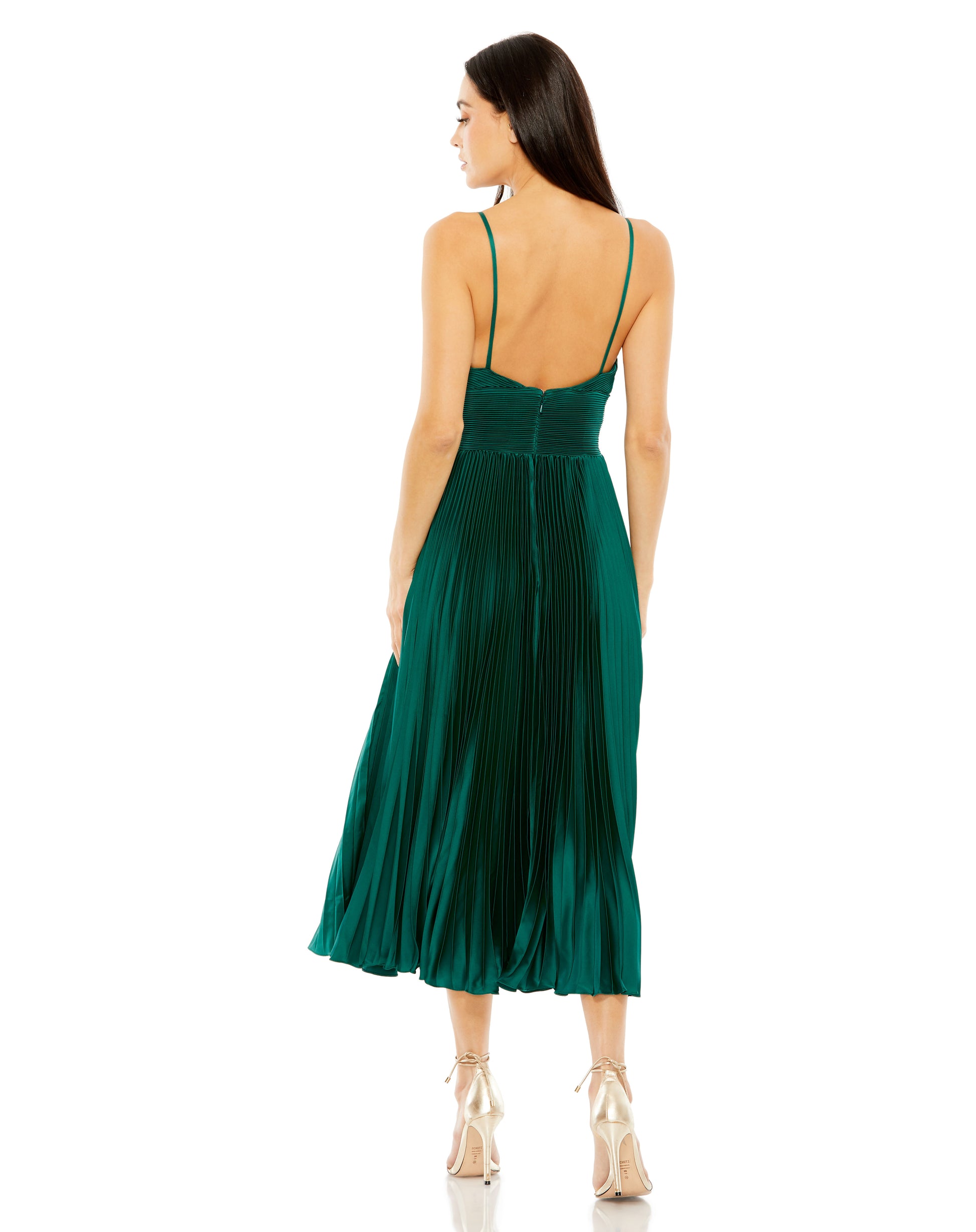 Mac Duggal 49721 A Line Cocktail Pleated Midi Length Dress