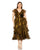 Plus Size Dresses Plus Size V Neck Ruffle Tiered Rose Detail Midi Dress Black Gold